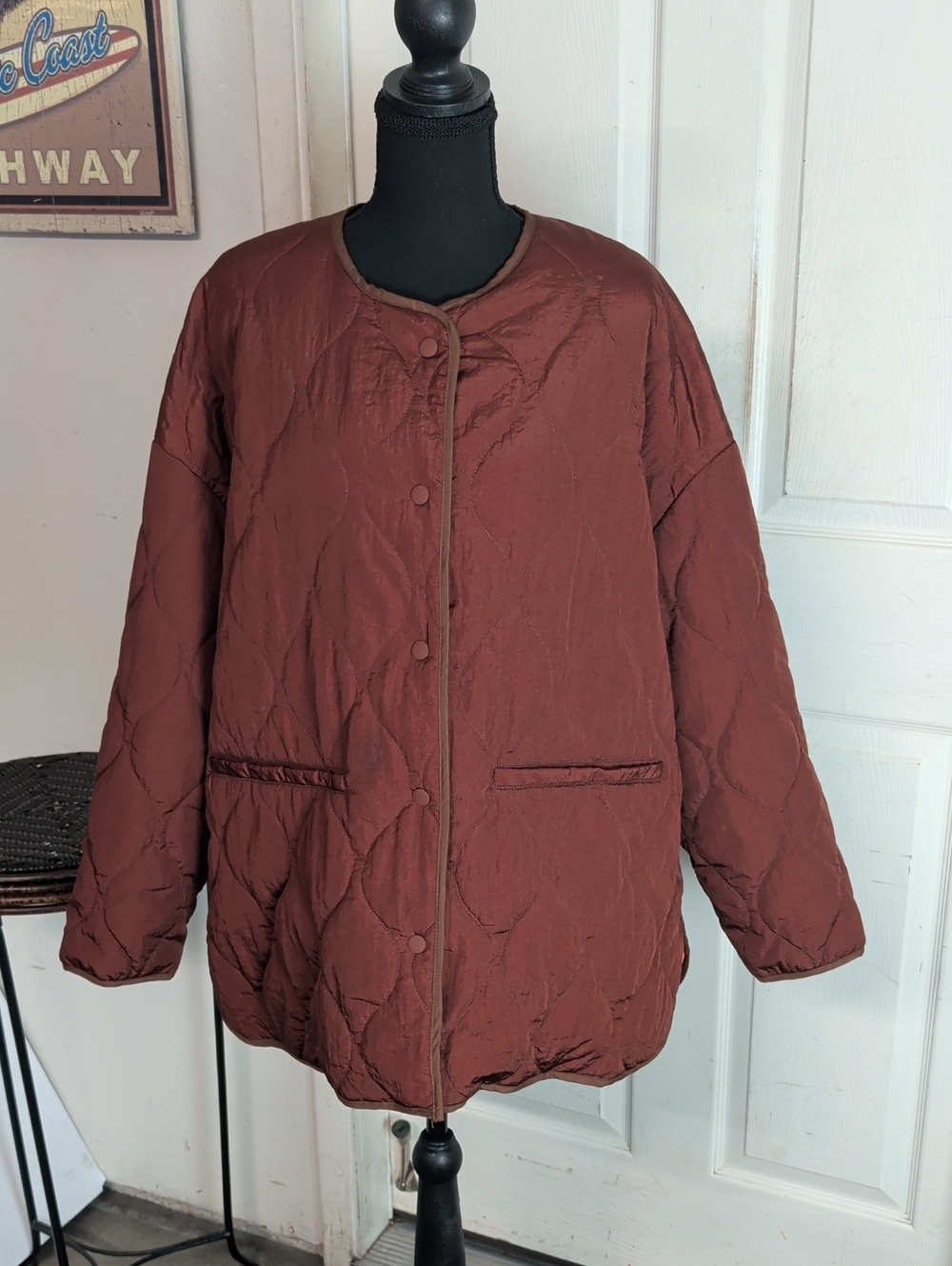 Zara water repellent puffer jacket Rust Women XS S